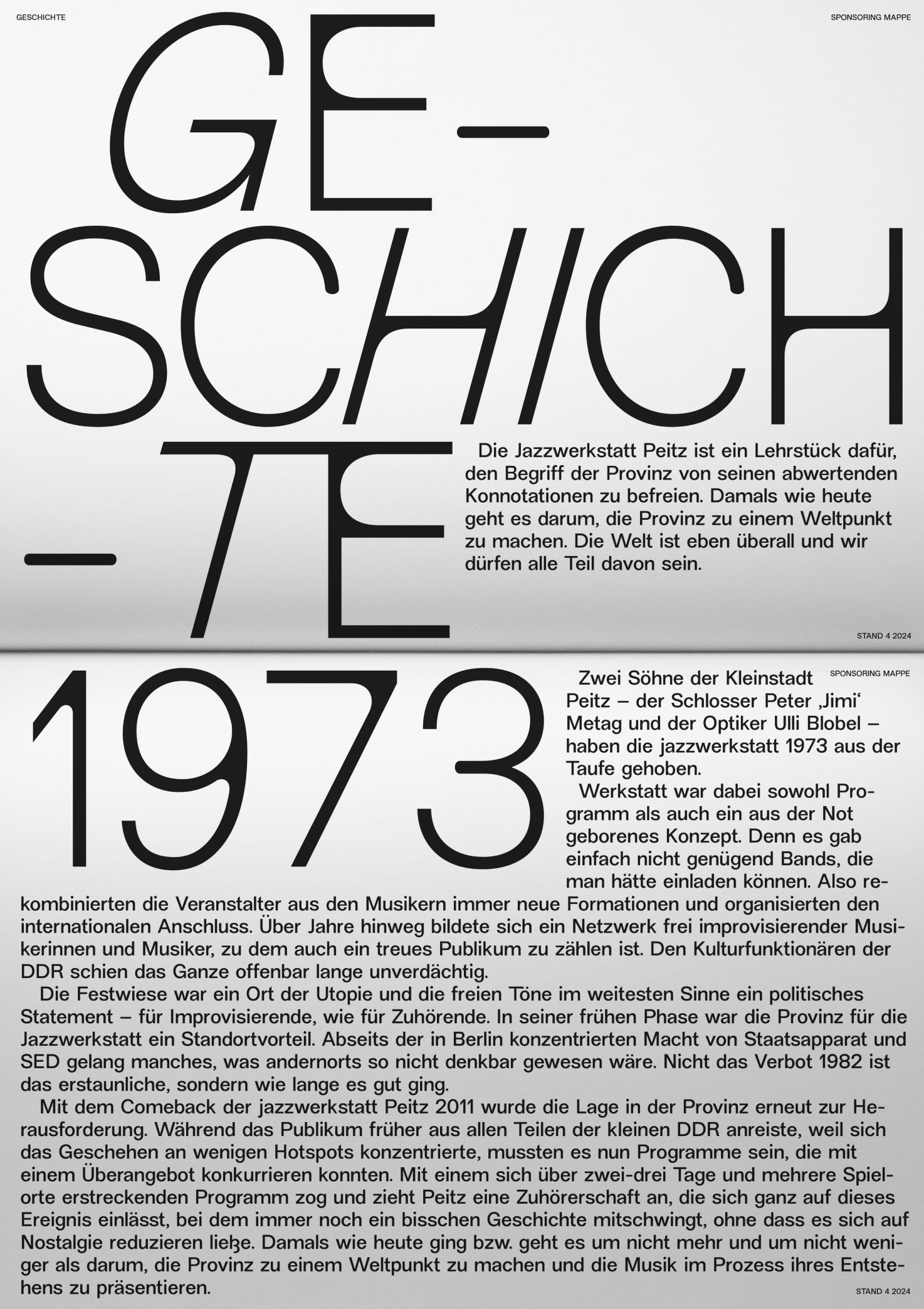 Jazzwerkstatt Peitz Sponsoring-Mappe